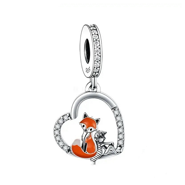 Berloque pendente Raposa Pequeno Príncipe prata 925 legítima