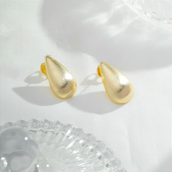 Brinco Gota Lixado no Dourado/Folheado