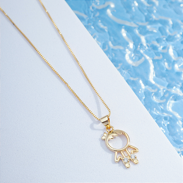 Colar com Pingente Ponto de Luz Menino Dourado