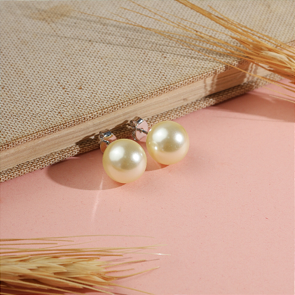 Brinco Prateado Perola Grande