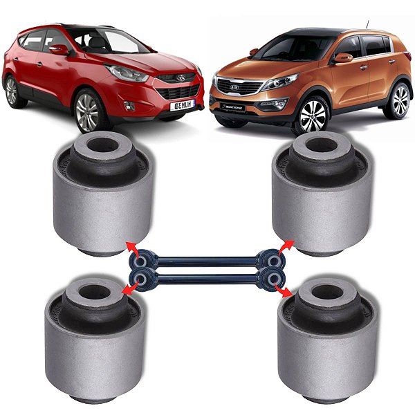KIT 4 BUCHAS BRAÇO RETO TRASEIRO IX35/SPORTAGE 4WD/4X4 2010/2016