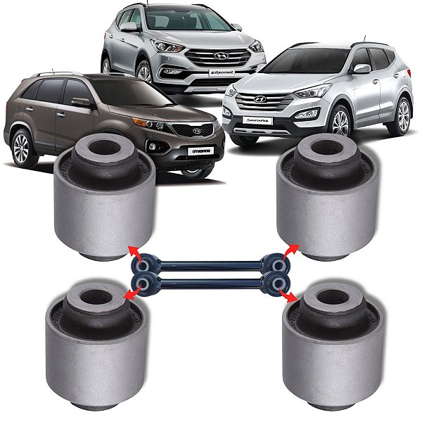 KIT 4 BUCHAS BRAÇO TRASEIRO SORENTO SANTA FÉ GRAND SANTA FÉ 3.3 3.5 V6 4WD 4X4 2013 A 2019