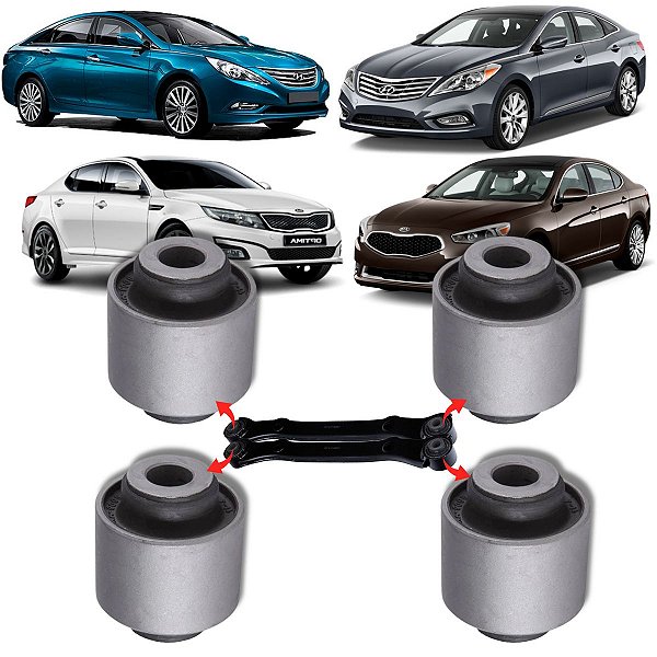 KIT 4 BUCHAS BRAÇO TRASEIRO SONATA AZERA OPTIMA CADENZA 2011 2012 2013 2014 2015 2016