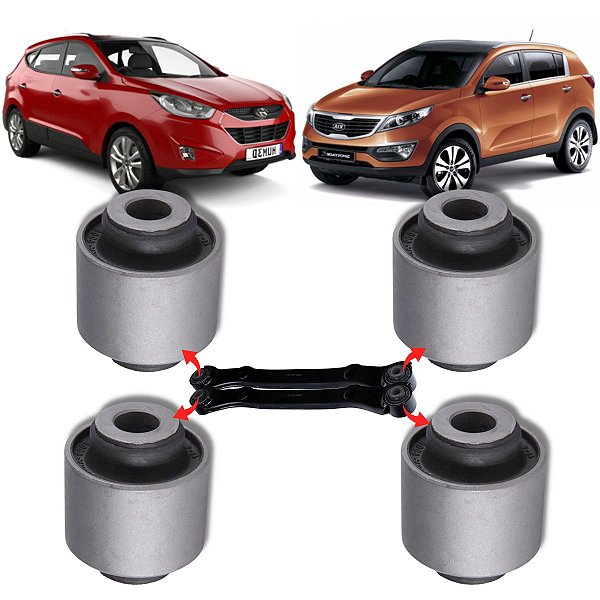 KIT 4 BUCHAS BRAÇO SUPERIOR TRASEIRO IX35 2WD 4X2 2010 A 2020 SPORTAGE 2WD 4X2 2010 A 2016