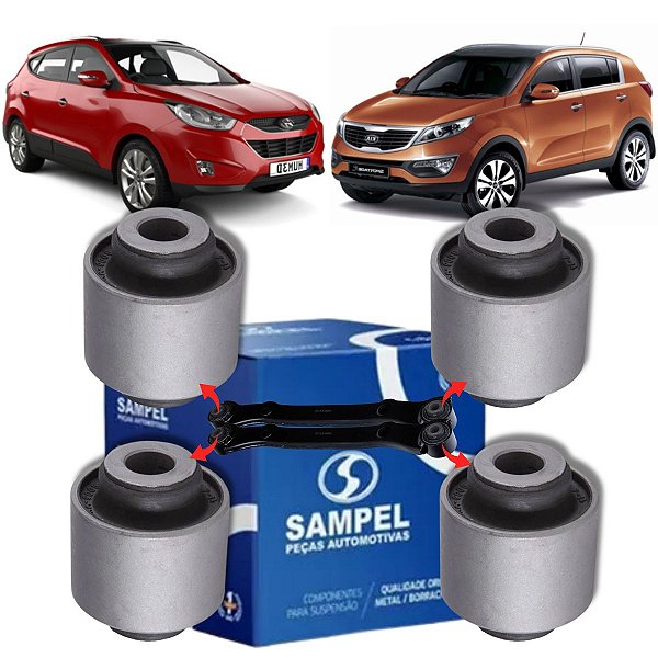 KIT 4 BUCHAS BRAÇO SUPERIOR TRASEIRO IX35 2WD/4X2 2010 A 2020 SPORTAGE 2WD/4X2 2010 A 2016