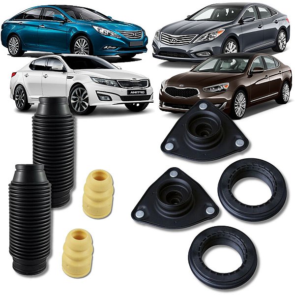 KIT COXIM COM ROLAMENTO BATENTE E COIFA AMORTECEDOR DIANTEIRO AZERA OPTIMA SONATA CADENZA 2011 2012 2013 2014 2015 2016