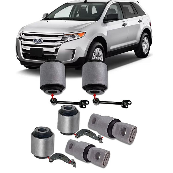 KIT 6 BUCHAS BRAÇO CURVO BOOMERANG E RETO DA SUSPENSÃO TRASEIRA EDGE 2011 2012 2013 2014 2015