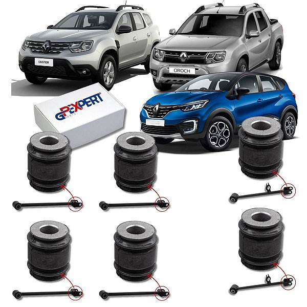 KIT 6 BUCHAS BRAÇOS SUSPENSÃO TRASEIRA DUSTER 4X4 OROCH CAPTUR 2012 2013 2014 2015 2016 2017 2018 2019 2020 2021 2022 20