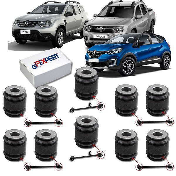 KIT 10 BUCHAS BRAÇOS SUSPENSÃO TRASEIRA DUSTER 4x4 OROCH CAPTUR 2012 A 2024