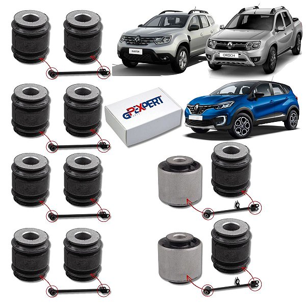 KIT 12 BUCHAS BRAÇOS SUSPENSÃO TRASEIRA DUSTER 4X4 OROCH CAPTUR 2012 A 2024