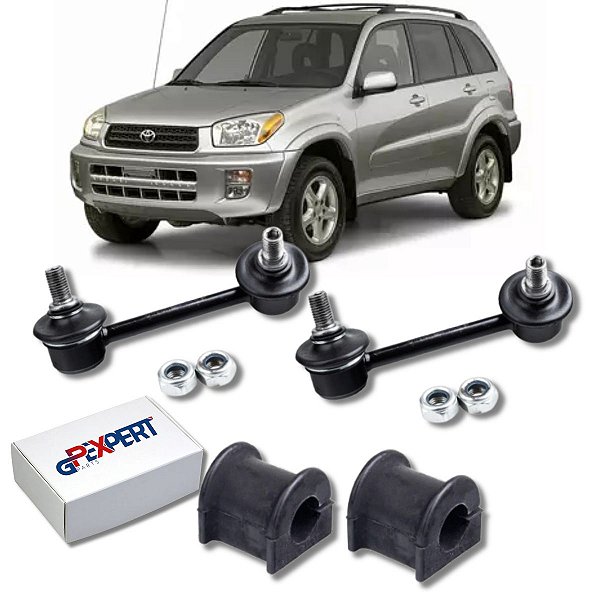 KIT 2 BIELETAS DIR/ESQ E 2 BUCHAS BARRA ESTABILIZADORA SUSPENSÃO TRASEIRA RAV4 2000 2001 2002 2003 2004 2005