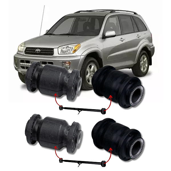 KIT 4 BUCHAS DO BRAÇO TRANSVERSAL INFERIOR TRASEIRO RAV4 2000 2001 2002 2003 2004 2005