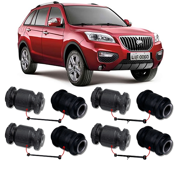 KIT 8 BUCHAS DO BRAÇO TRANSVERSAL SUPERIOR E INFERIOR TRASEIRO X60 2013 2014 2015 2016 2019