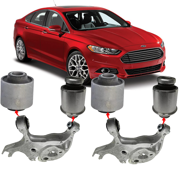 KIT 4 BUCHAS MAIOR E MENOR DA BANDEJA SUSPENSÃO TRASEIRA FUSION 2013 2014 2015 2016 2017 2018 2019