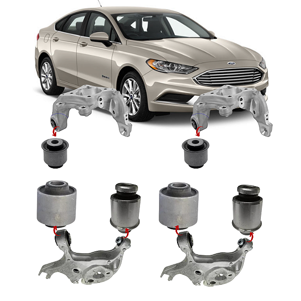 KIT 6 BUCHAS MAIOR E MENOR DA BANDEJA SUSPENSÃO TRASEIRA FUSION 2013 2014 2015 2016 2017 2018 2019