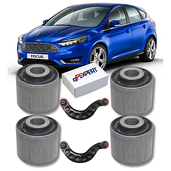 KIT 4 BUCHAS DO BRAÇO CURVO SUSPENSÃO TRASEIRA FOCUS 2013 2014 2015 2016 2017 2018 2019