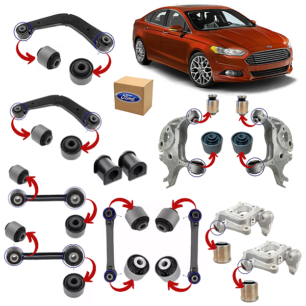 Kit Jogo 20 Buchas da Suspensão Traseira Fusion FWD 4X2 2013 2014 2015 2016 2017 2018 2019