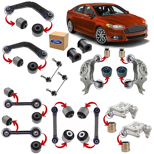 KIT 22 BUCHAS BIELETAS DA SUSPENSÃO TRASEIRA FUSION FWD 4X2 2013 2014 2015 2016 2017 2018 2019