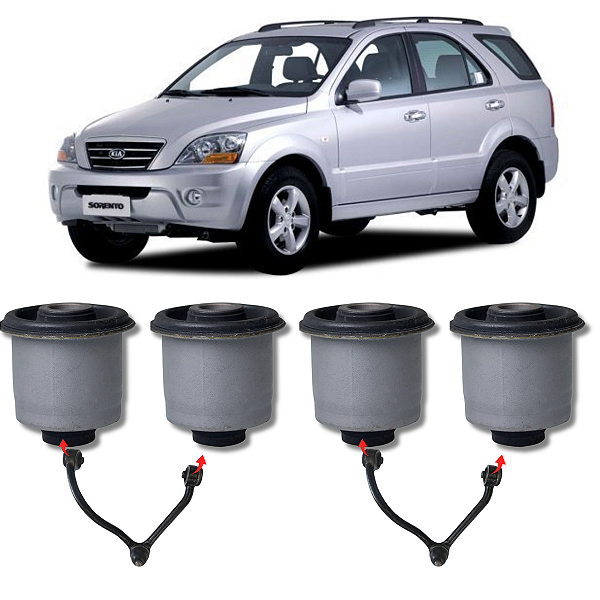 KIT 4 BUCHAS DA BANDEJA DIANTEIRA SUPERIOR SORENTO 2006 2007 2008 2009
