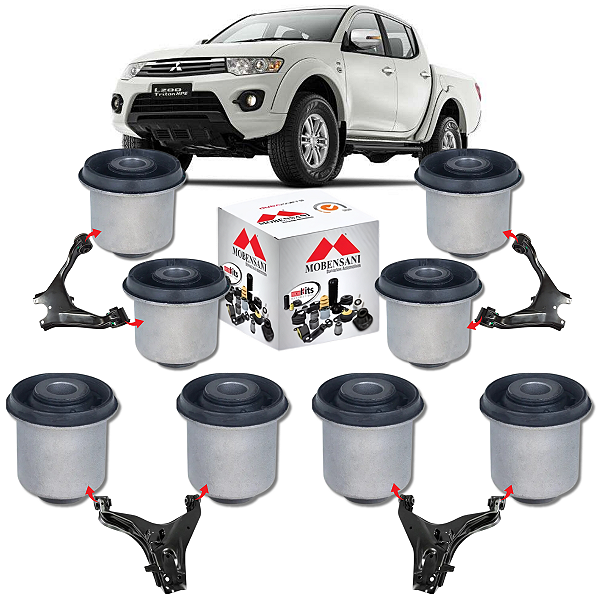 KIT 8 BUCHAS BANDEJA BALANÇA DIANTEIRA L200 TRITON 2008 2009 2010 2011 2012 2013 2014 2015 2016 2017 2018 2019