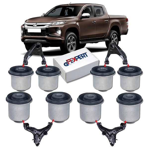 KIT 8 BUCHAS BANDEJA BALANÇA DIANTEIRA L200 TRITON 2020 2021 2022 2023 2024