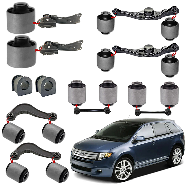 KIT 16 BUCHAS SUSPENSÃO TRASEIRA FORD EDGE 2007 2008 2009 2010