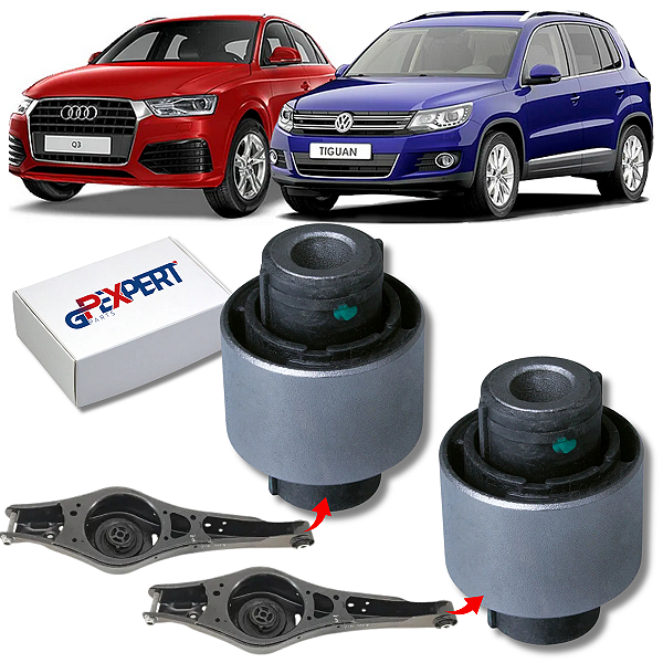 PAR BUCHAS BANDEJA BALANÇA TRASEIRA AUDI Q3 TIGUAN 2010 2011 2012 2013 2014 2015 2016 2017 2018