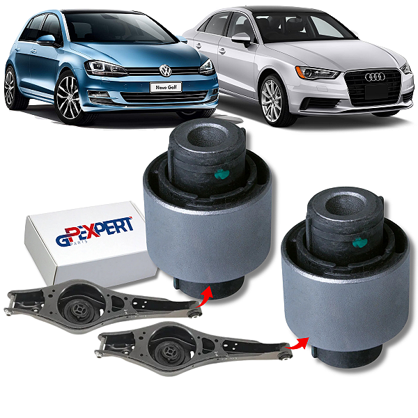 PAR BUCHAS BANDEJA TRASEIRA GOLF AUDI A3 1.4 2.0 TSI TFSI GTI 2014 2015 2016 2017 2018 2019 2020
