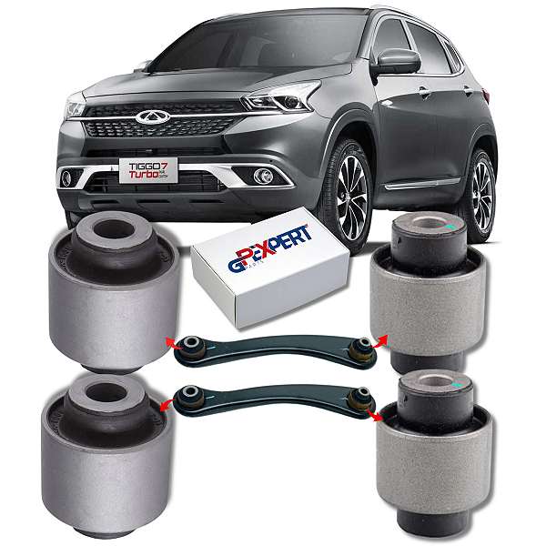 KIT 04 BUCHAS DO BRAÇO RETO TRASEIRO TIGGO 7 2019 2020 2021 2022 2023 2024
