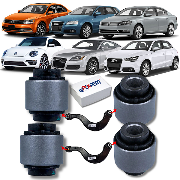 KIT 04 BUCHAS DO BRAÇO CURVO TRASEIRO JETTA PASSAT NEW BEETLE EOS AUDI A1 A3 TT 2006 A 2018