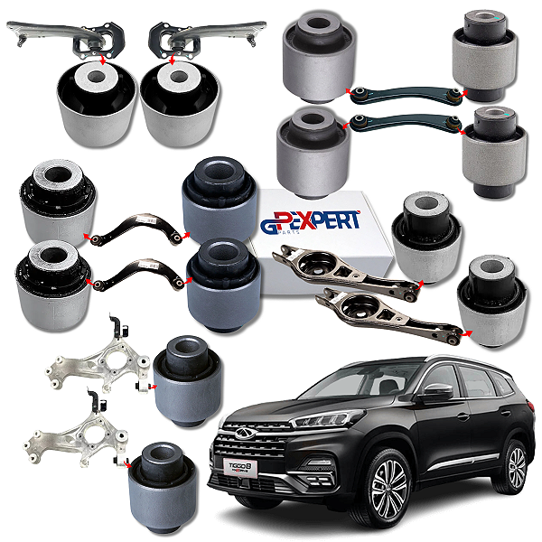 KIT JOGO 14 BUCHAS SUSPENSÃO TRASEIRA TIGGO 8 2019 2020 2021 2022 2023 2024