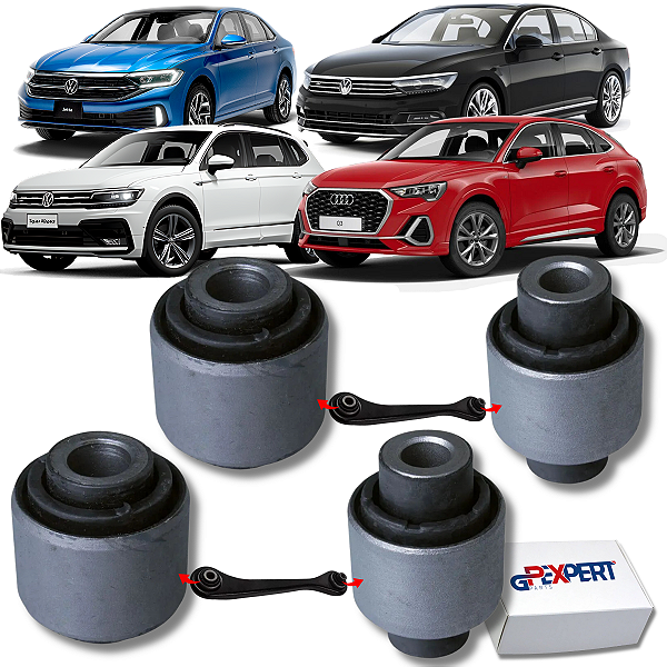 KIT 04 BUCHAS DO BRAÇO RETO TRASEIRO JETTA TIGUAN PASSAT AUDI Q3 2018 2019 2020 2021 2022 2023 2024