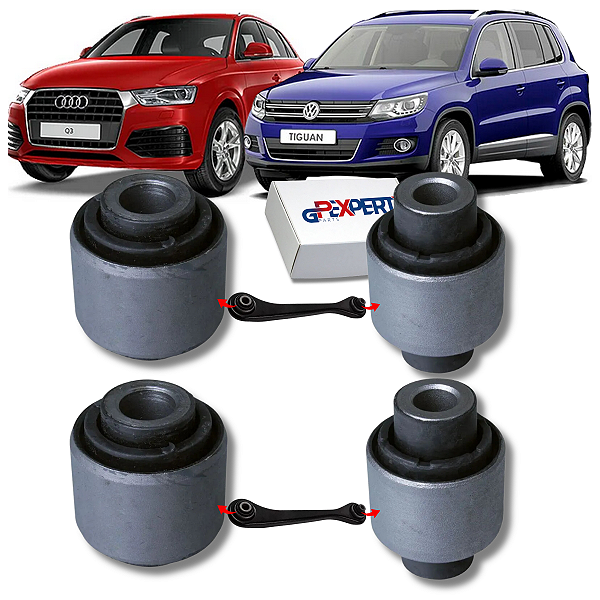 KIT 04 BUCHAS DO BRAÇO RETO TRASEIRO TIGUAN AUDI Q3 2010 2011 2012 2013 2014 2015 2016 2017 2018
