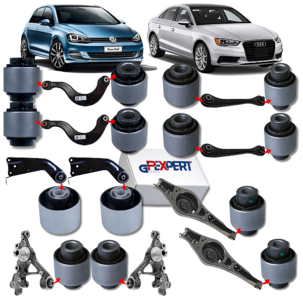 KIT JOGO 14 BUCHAS SUSPENSÃO TRASEIRA GOLF (VARIANT) AUDI A3 2014 2015 2016 2017 2018 2019 2020 2021 2022 2023
