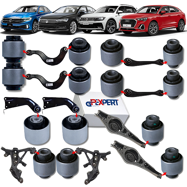 KIT JOGO 14 BUCHAS SUSPENSÃO TRASEIRA JETTA TIGUAN AUDI Q3 PASSAT 2018 2019 2020 2021 2022 2023 2024