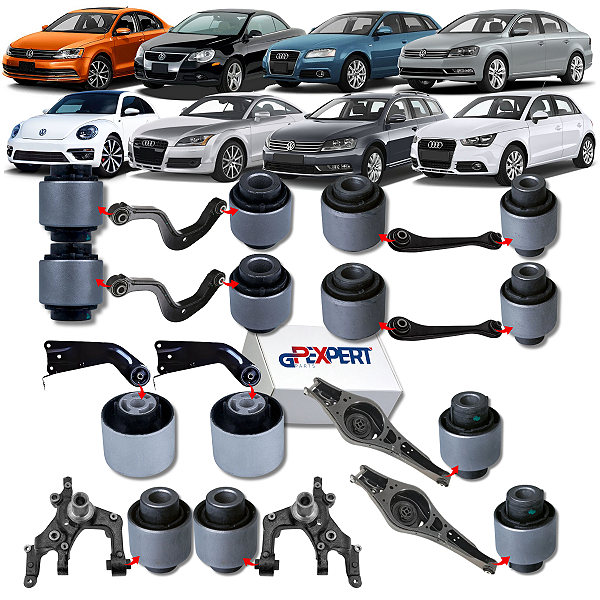 KIT JOGO 14 BUCHAS SUSPENSÃO TRASEIRA JETTA PASSAT NEW BEETLE EOS AUDI A3 A1 TT 2006 A 2018