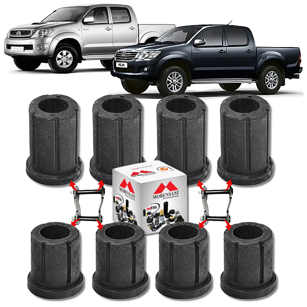 KIT 8 BUCHAS DO JUMELO DA MOLA TRASEIRA HILUX 2005 2006 2007 2008 2009 2010 2011 2012 2013 2014 2015