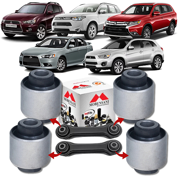 KIT 04 BUCHAS BRAÇO RETO TRASEIRO OUTLANDER ASX LANCER 2008 2009 2010 2011 2012 2013 2014 2015 2016 2017 2018 2019 2020