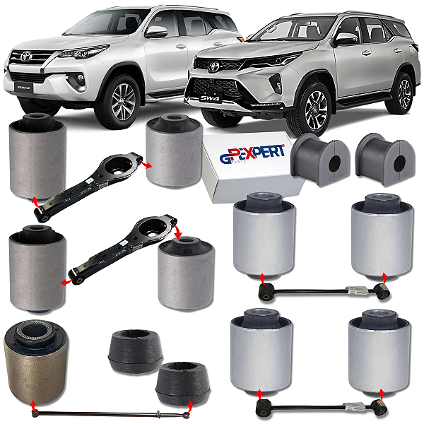 KIT 13 BUCHAS SUSPENSÃO TRASEIRA HILUX SW4 2016 2017 2018 2019 2020 2021 2022 2023