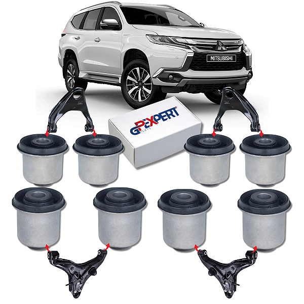 KIT 8 BUCHAS BANDEJA BALANÇA DIANTEIRA PAJERO SPORT 2018 2019 2020 2021 2022 2023 2024 2025