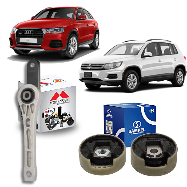 KIT 3 COXIM CAMBIO QUADRO INFERIOR AUDI Q3 1.4 2.0 TFSI 2011 A 2018 / TIGUAN 1.4 2.0 TSI 2009 A 2018