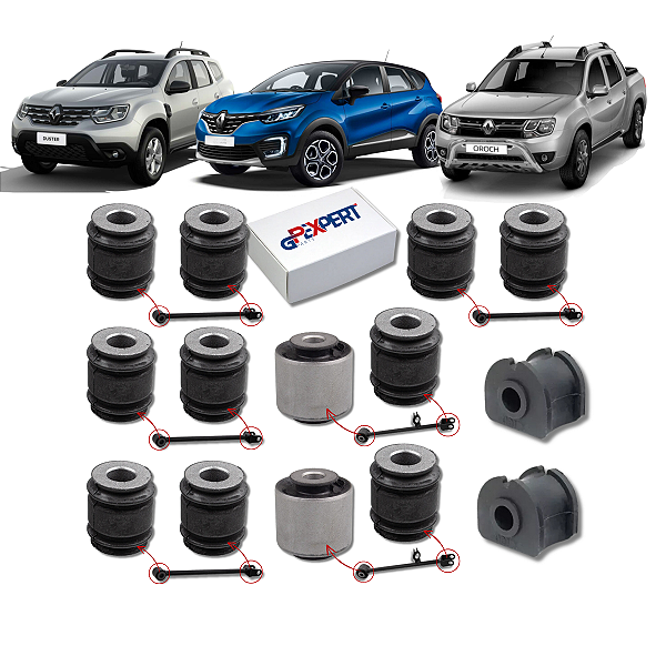 KIT 14 BUCHAS SUSPENSÃO TRASEIRA DUSTER OROCH CAPTUR 2012 2013 2014 2015 2016 2017 2018 2019 2020 2021 2022 2023 2024