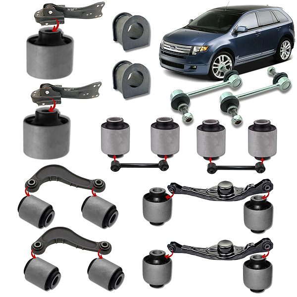 KIT 18 BUCHAS BIELETAS SUSPENSÃO TRASEIRA FORD EDGE 2007 2008 2009 2010