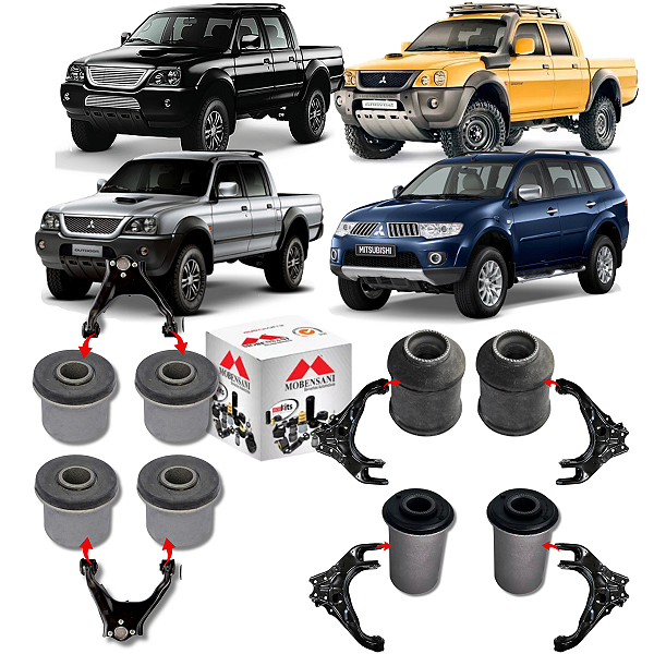 Kit Suspensao Dianteira 08 Buchas Do Pajero L200 2001 A 2009