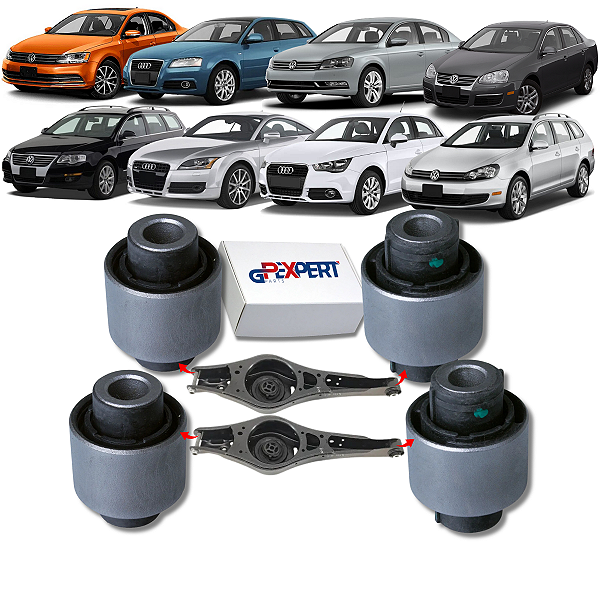 KIT 04 BUCHAS BANDEJA BALANÇA TRASEIRA JETTA PASSAT AUDI A1 A3 TT 2006 2007 2008 2009 2010 2011 2012 2013 14 15 16 17 18