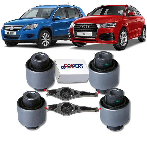 KIT 04 BUCHAS BANDEJA BALANÇA TRASEIRA TIGUAN AUDI Q3 2009 2010 2011 2012 2013 2014 2015 2016 2017 2018