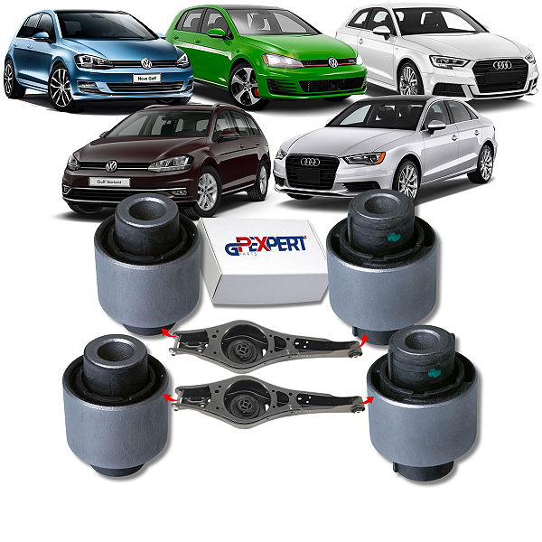 KIT 04 BUCHAS BANDEJA BALANÇA TRASEIRA GOLF/VARIANT AUDI A3 2014 2015 2016 2017 2018 2019 2020 2021