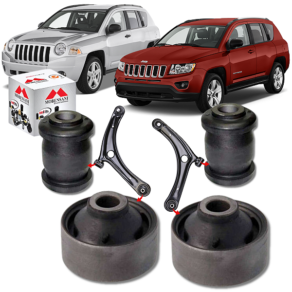 KIT 04 BUCHAS DA BANDEJA DIANTEIRA JEEP COMPASS 2007 2008 2009 2010 2011 2012 2013 2014 2015