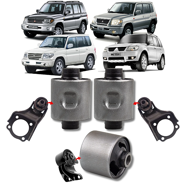 KIT 3 BUCHAS DO COXIM LATERAL E CENTRAL DIFERENCIAL DIANTEIRO PARA PAJERO TR4 IO 1999 A 2015