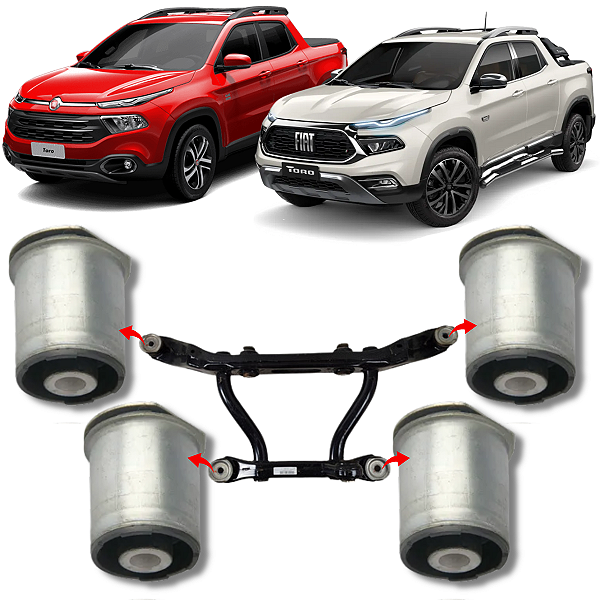 KIT 04 BUCHAS AGREGADO QUADRO TRASEIRO TORO 2.0 4X4 2016 2017 2018 2019 2020 2021 2022 2023